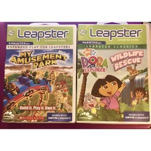 (2) Leapster / Leapster 2 Game Cartridges / Dora Wild Rescue & My Amusement Park
